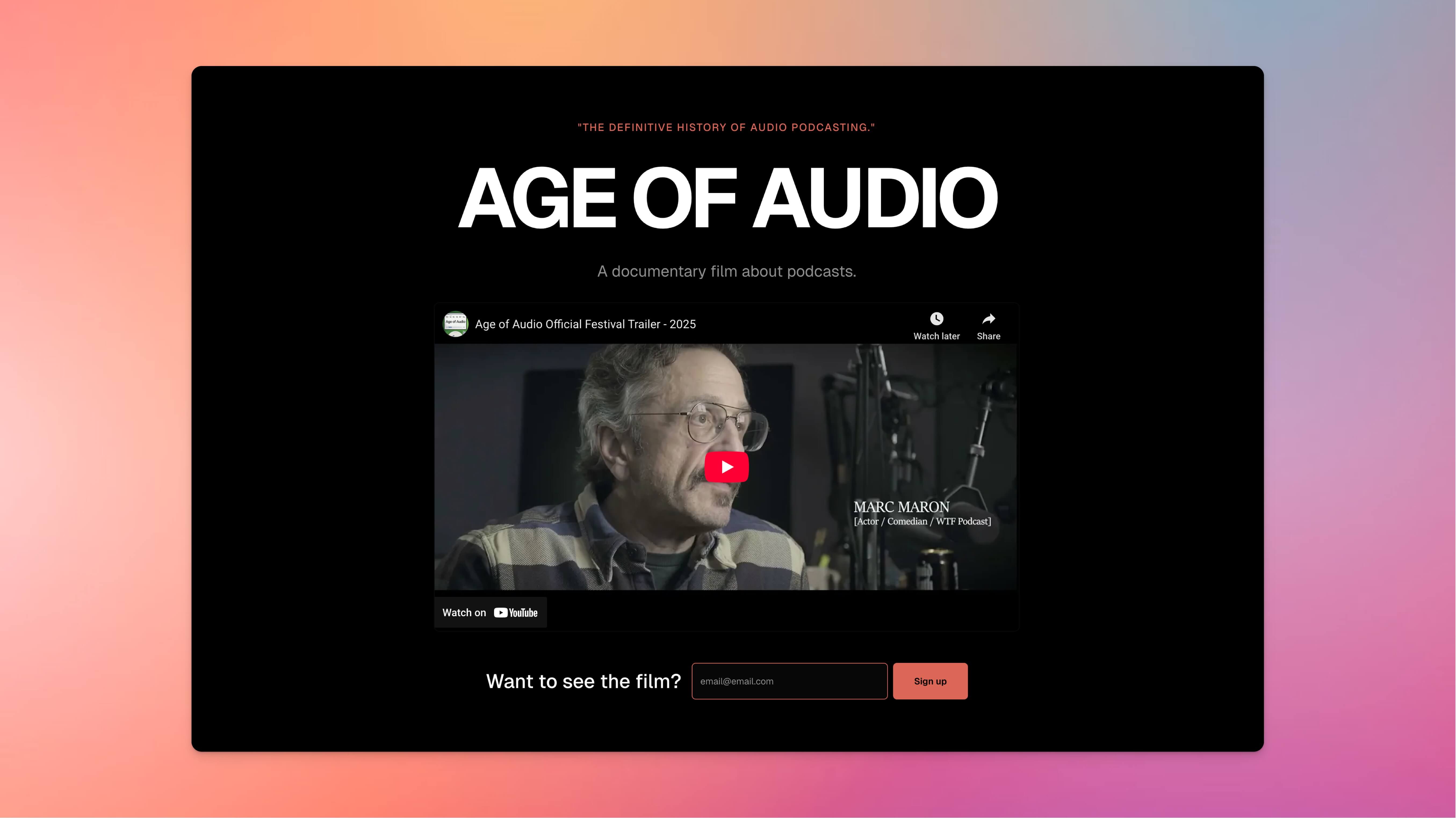 Age of Audio website homepage